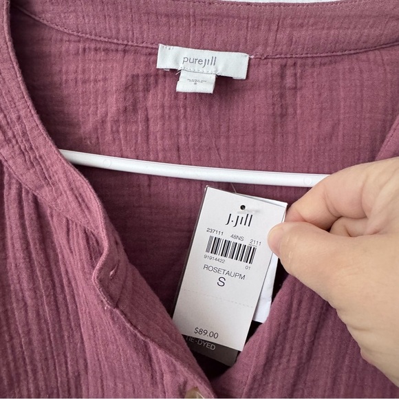 NWT J. Jill 100% cotton rose/navy boho long sleeve Size Small - Picture 3 of 7